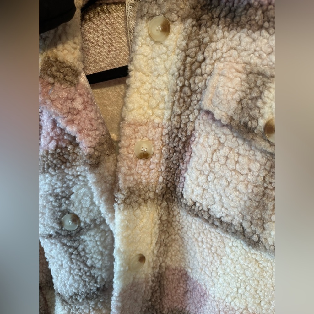Plaid Button Down Sherpa Jacket - image 2